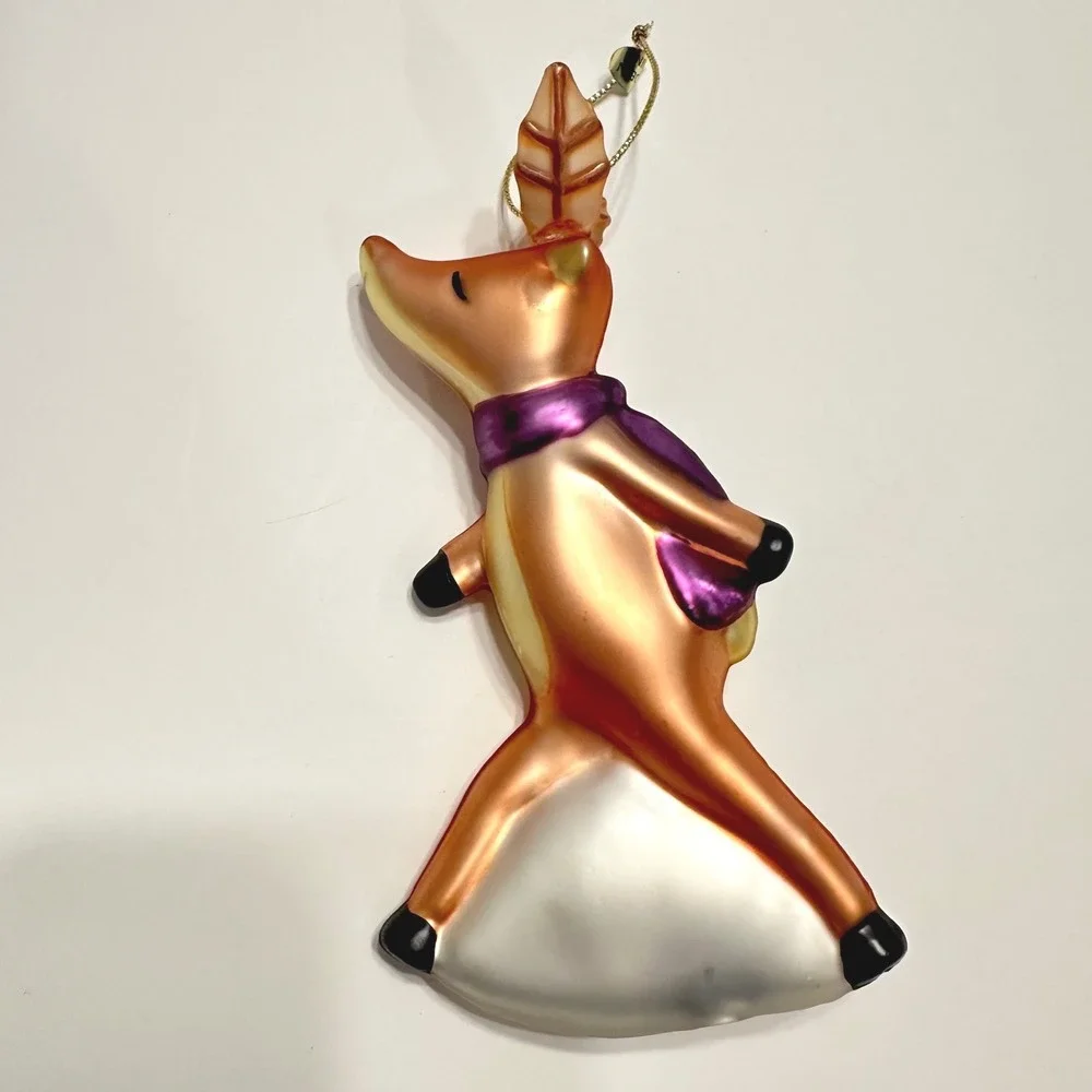 Vintage Pottery Barn Prancer Reindeer Blown Glass Christmas Ornament‎ Scarf